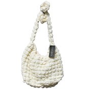 Wholesale - IVORY QUILTED HOBO HANDBAG W/TOP ZIPPER AND SHOULDER STRAP C/P 12